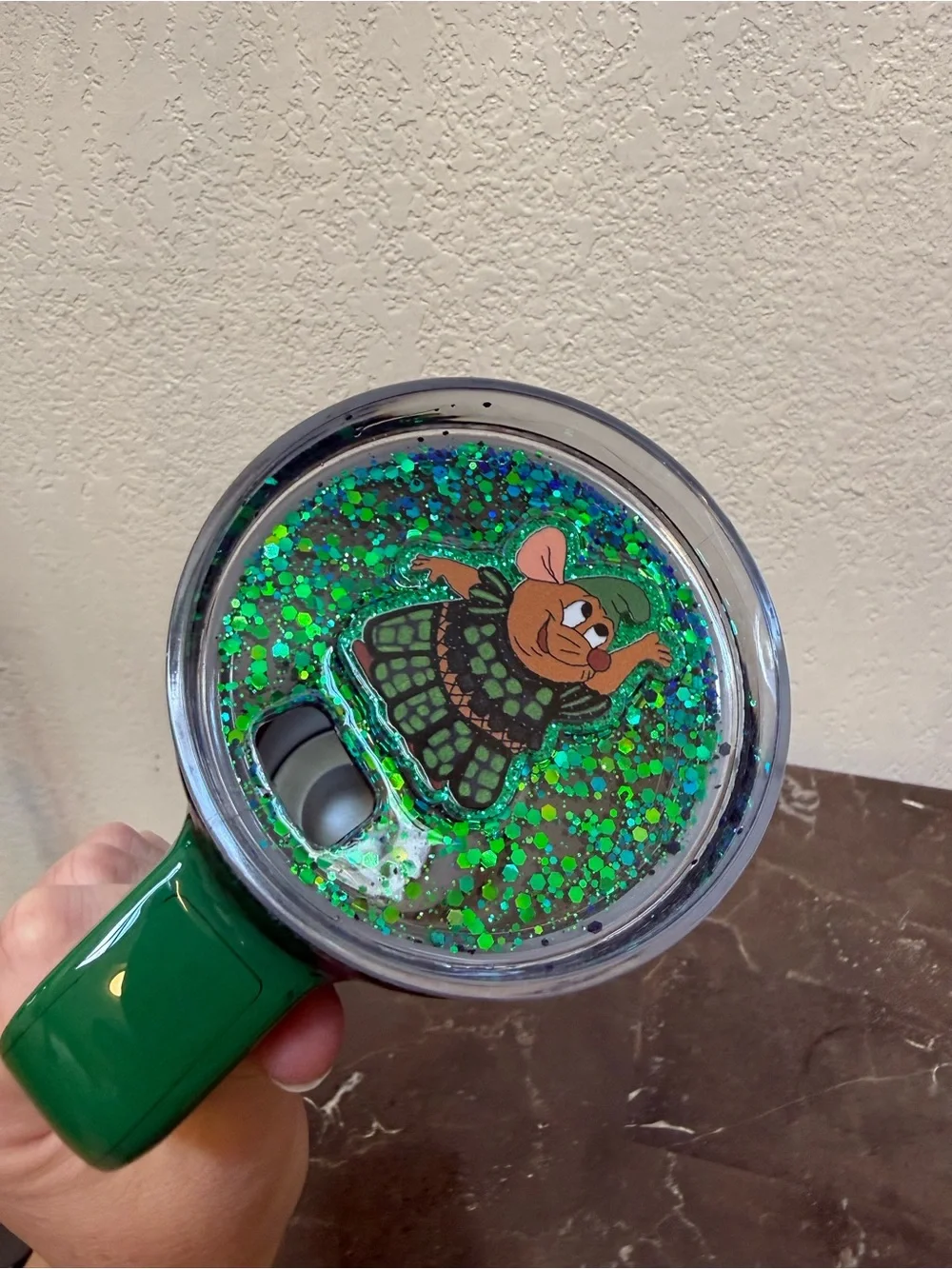 Gus Gus Seven Brew Coffee 7Brew Emerald Green Glitter Tumbler Cup 30 oz Handle